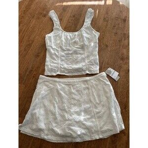 BP. White Eyelet Crop Top & Skort 2 Piece Set Size M NWT